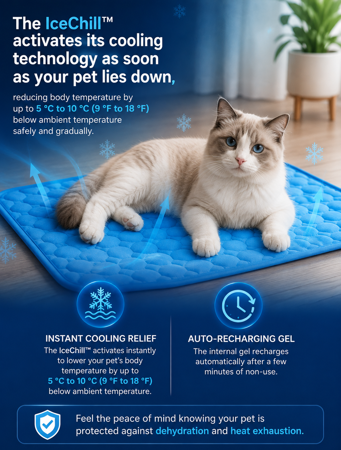IceChill™ - THERMAL COOLING MAT | AUTOMATIC COOLING AND PET COMFORT