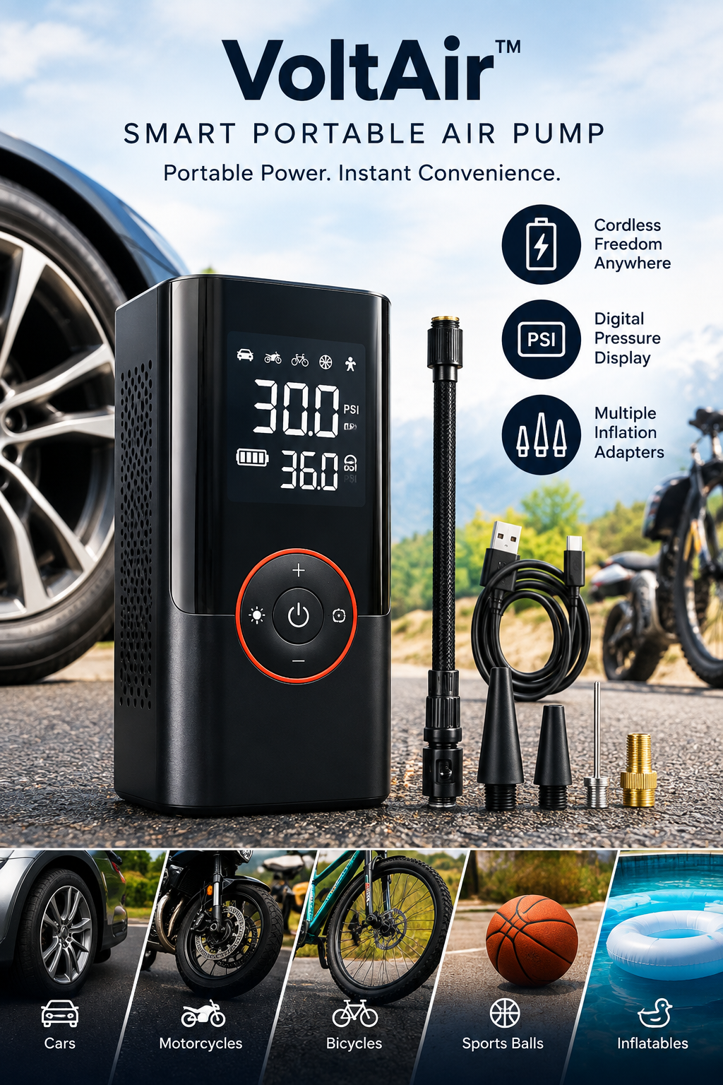 VoltAir™ Smart Portable Air Pump