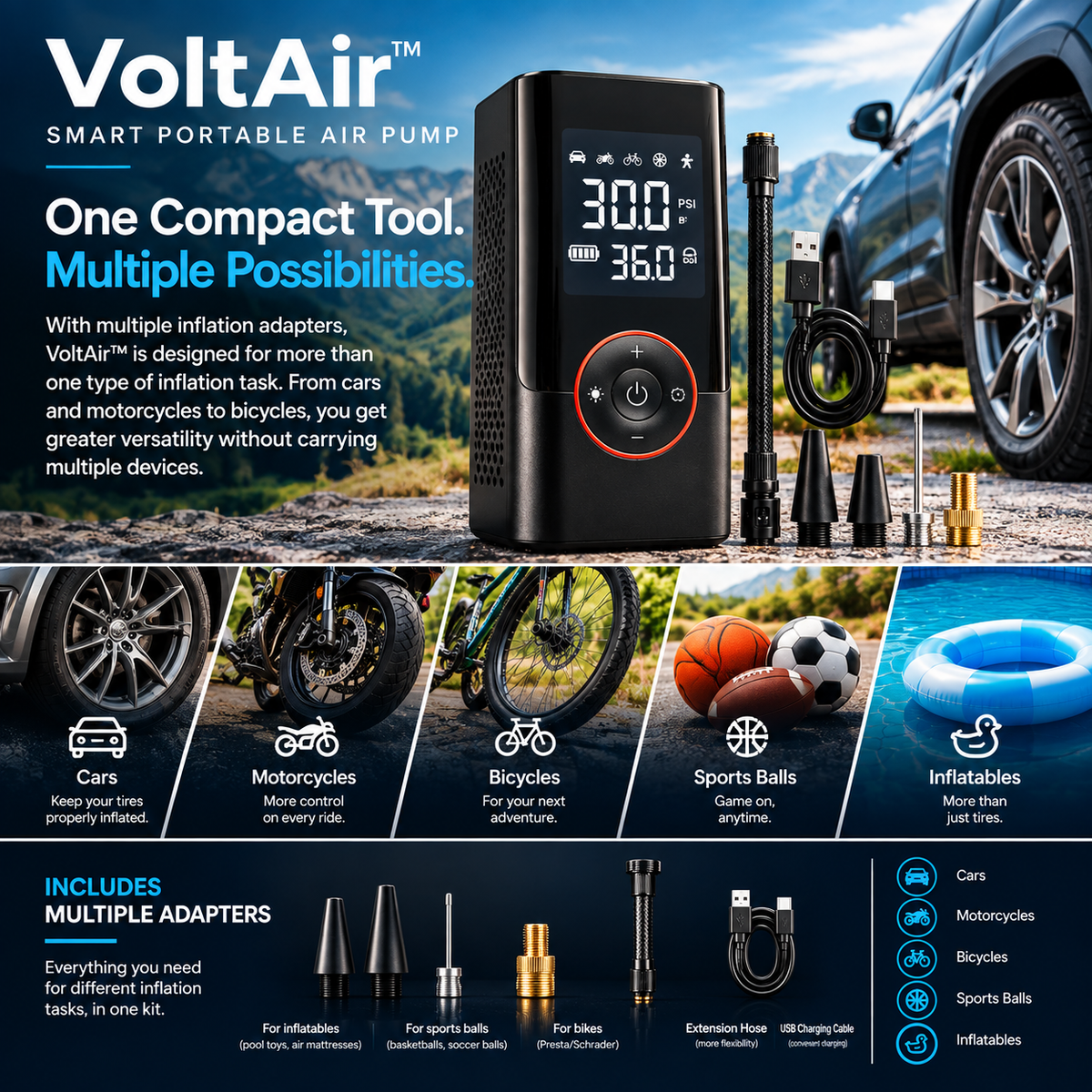 VoltAir™ Smart Portable Air Pump