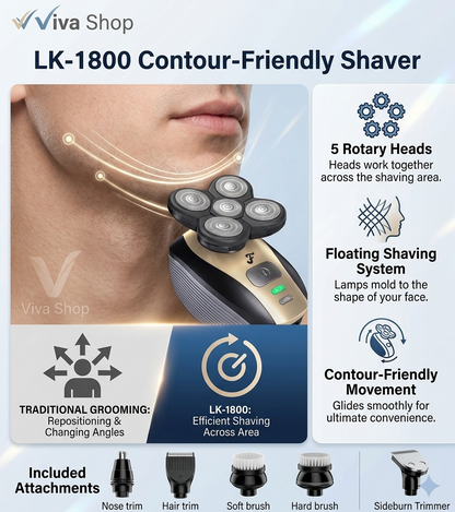 LK-1800 Smart 5-Head Floating Electric Shaver