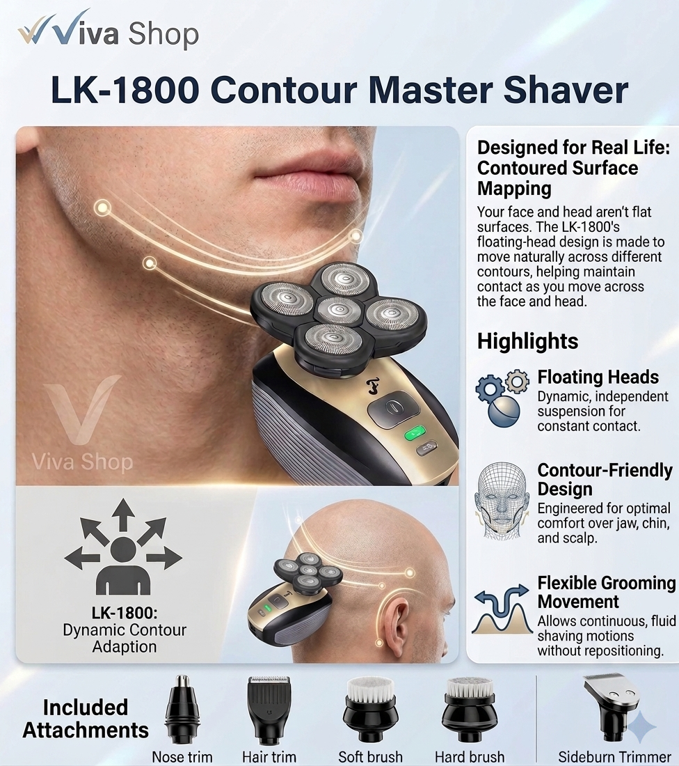 LK-1800 Smart 5-Head Floating Electric Shaver