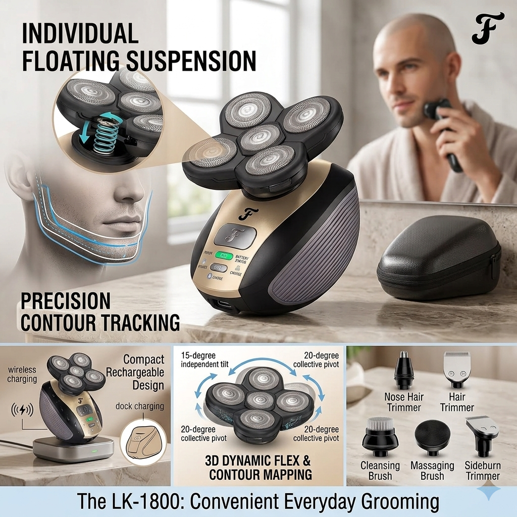 LK-1800 Smart 5-Head Floating Electric Shaver