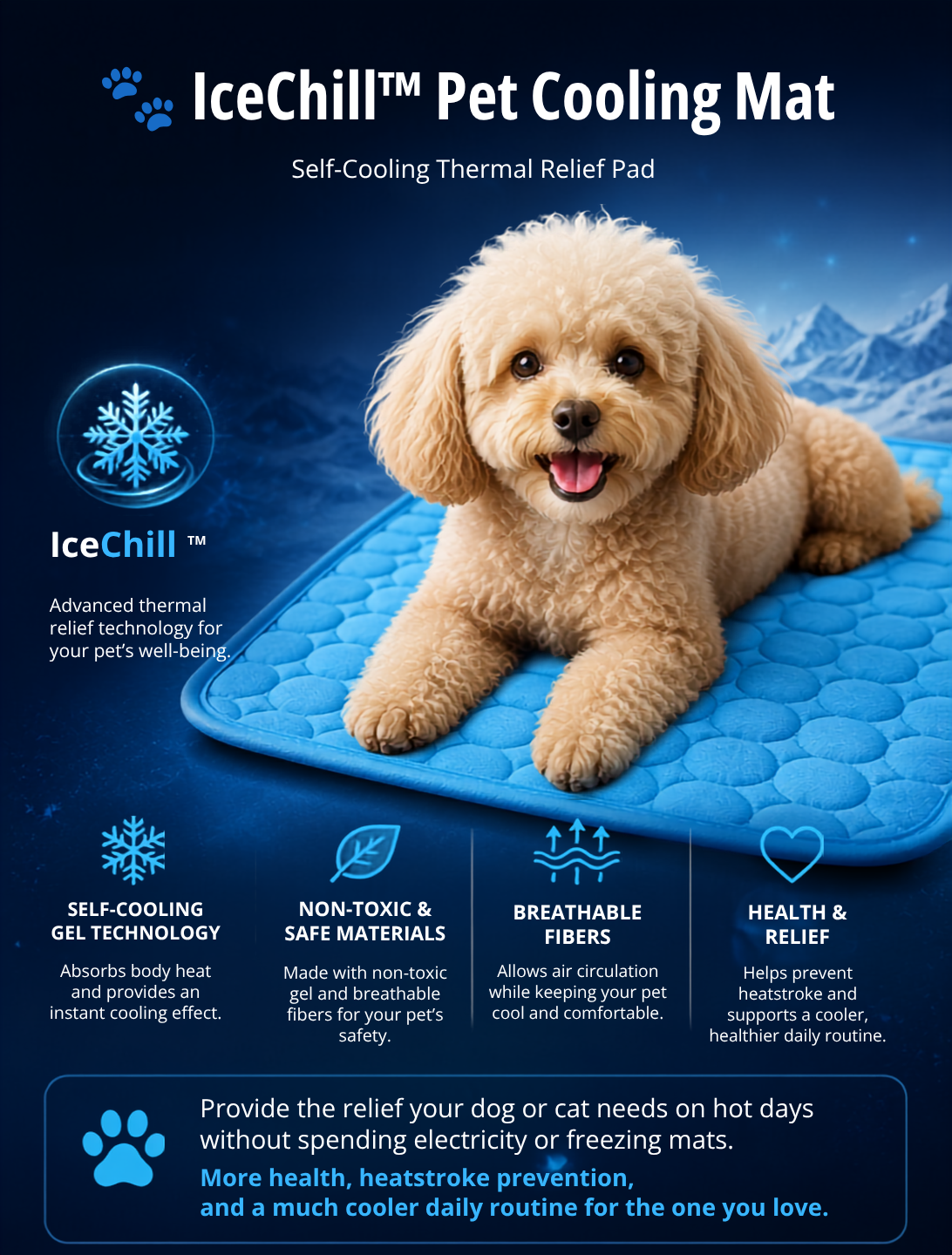 IceChill™ - THERMAL COOLING MAT | AUTOMATIC COOLING AND PET COMFORT